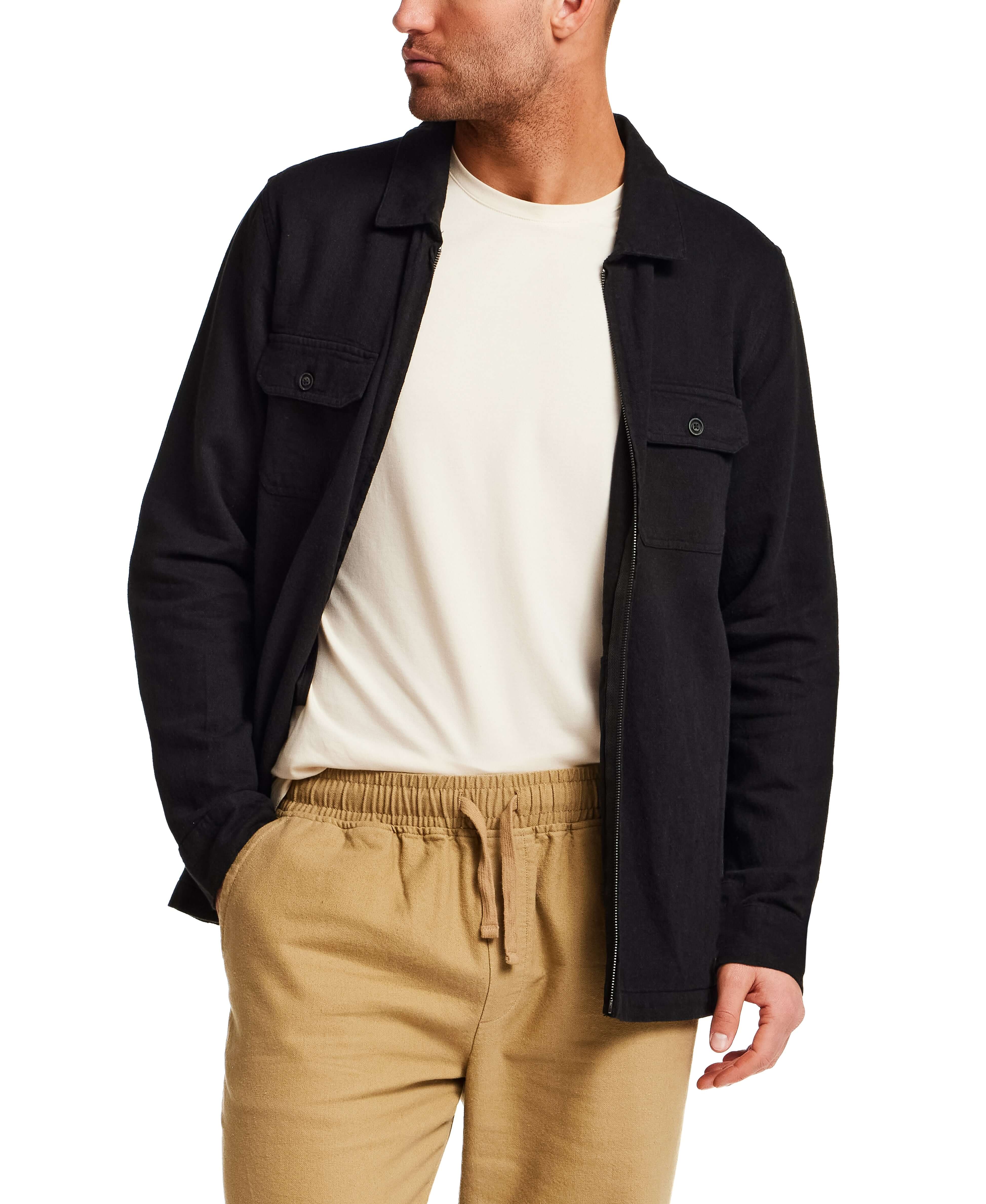 The Unlined Zip Overshirt in Black