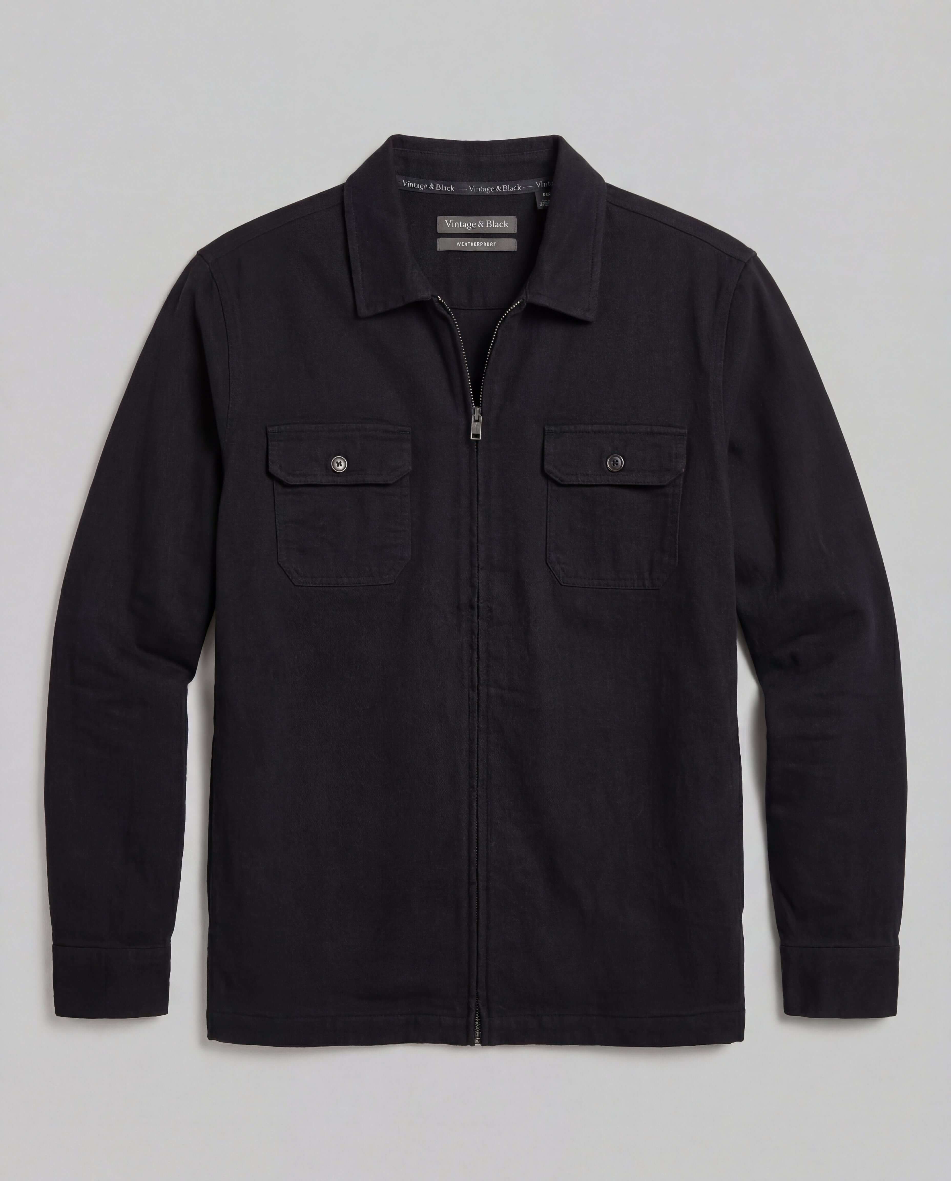 The Unlined Zip Overshirt in Black