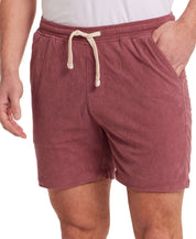 6" Corduroy Cabana Short in Rose Brown featuring adjustable drawstring and side pockets.
