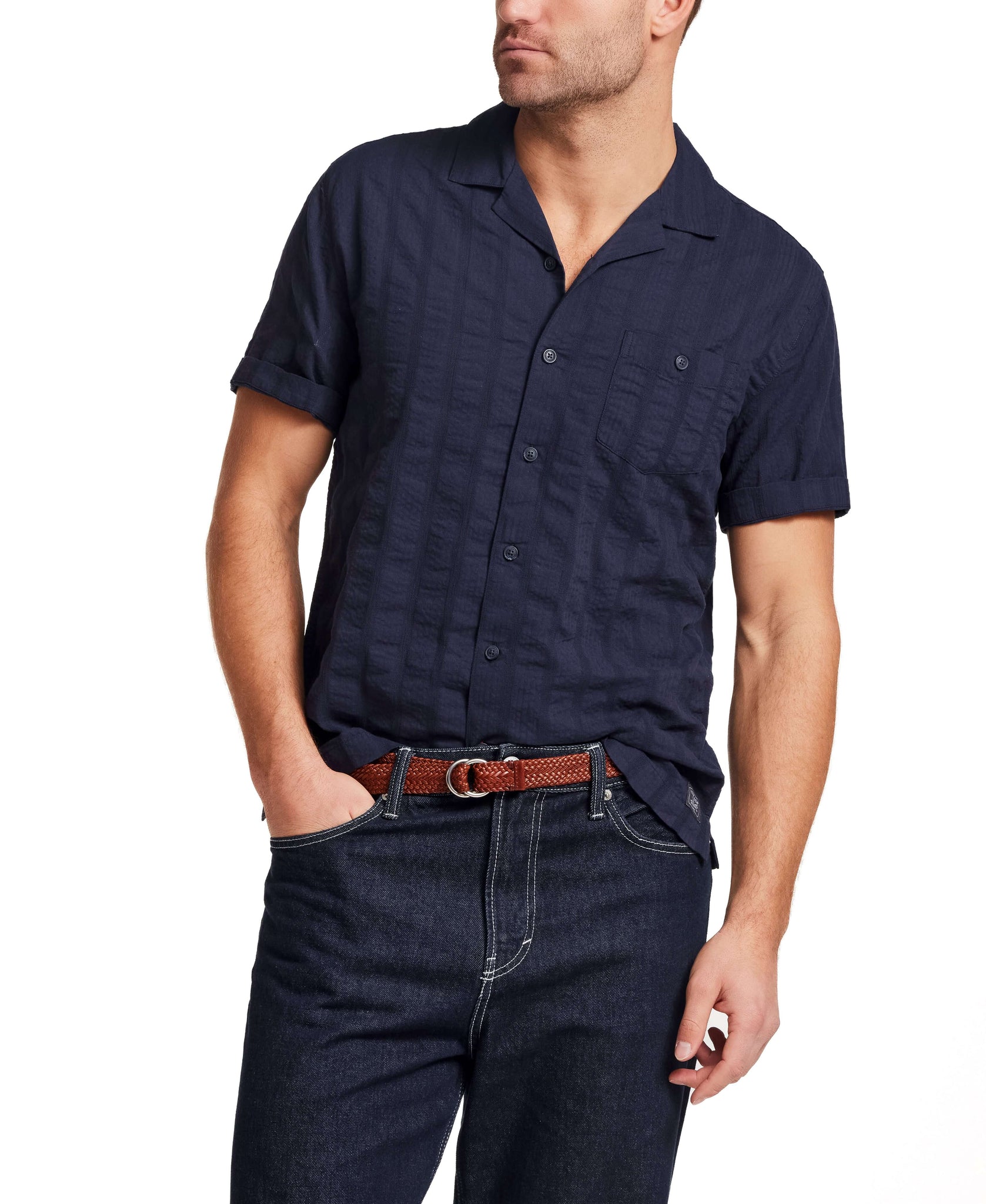 Weatherproof Vintage Dobby Seersucker Vacation Shirt - Blue