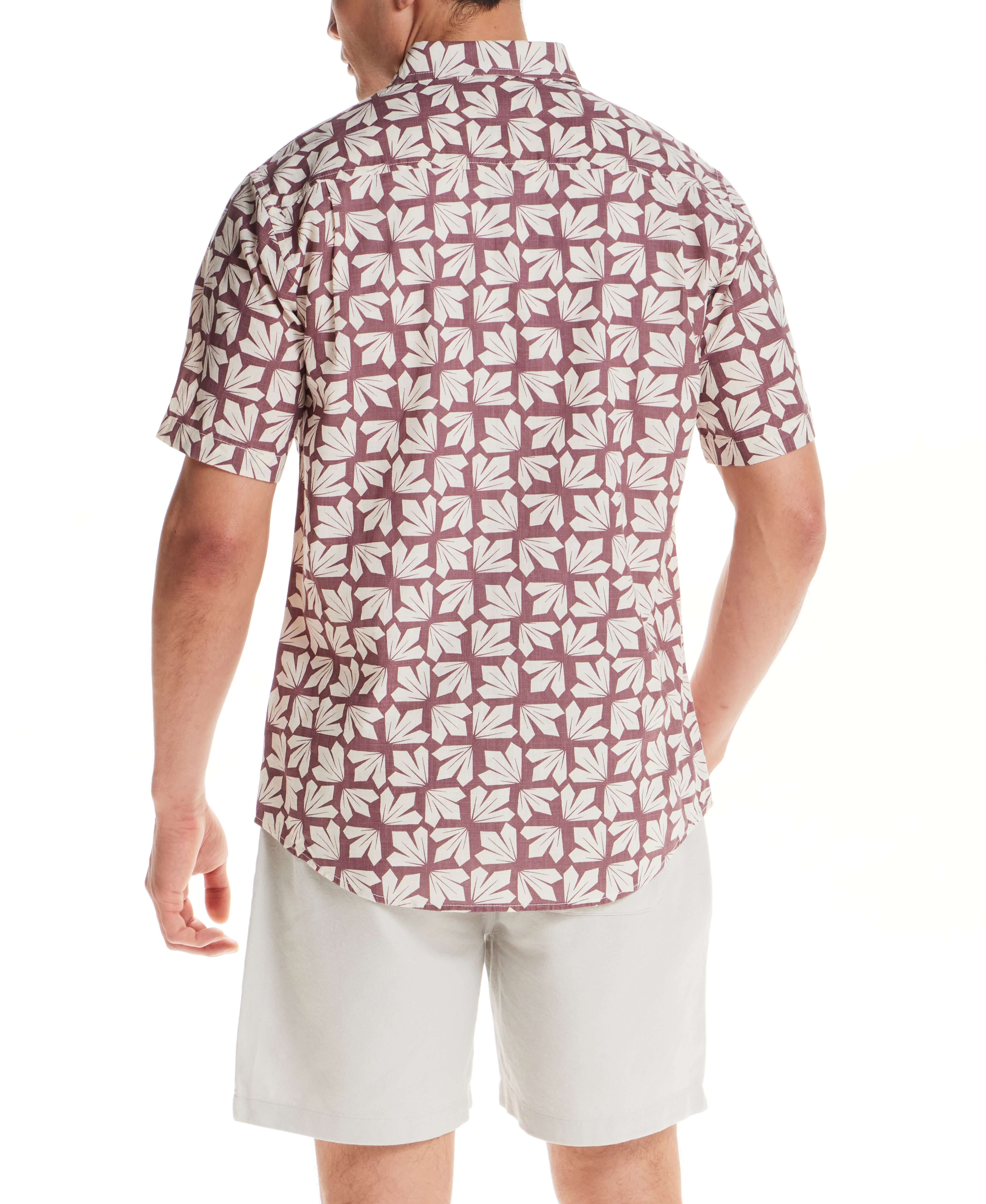 100% Cotton Linen-Texture Shirt in Deco Rose