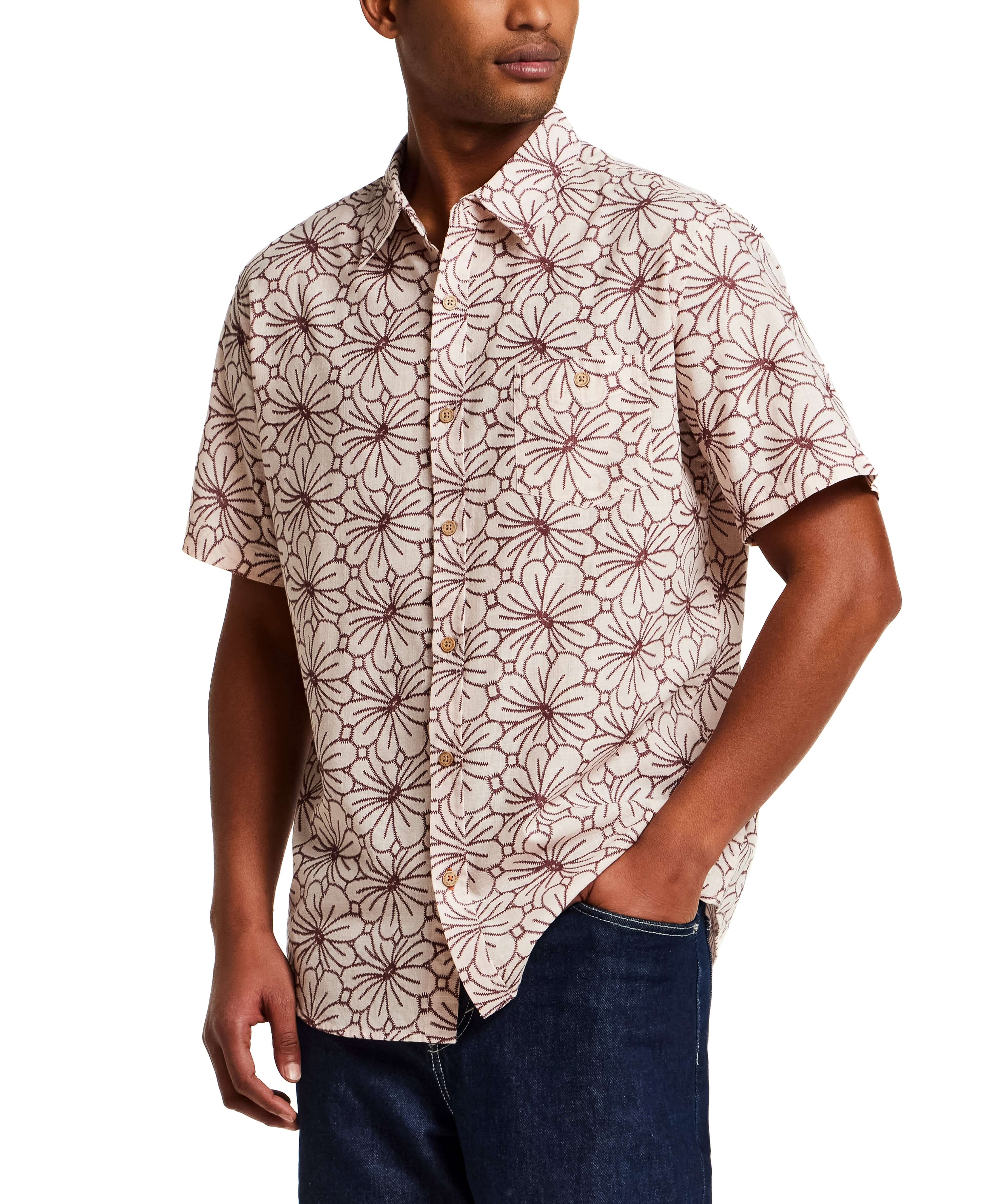100% Cotton Linen-Texture Shirt in Rose Brown | Weatherproof® Vintage