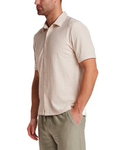 Textured Grid Knit Shirt in Cream