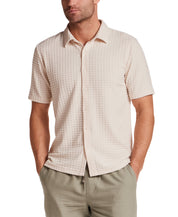 Textured Grid Knit Shirt in Cream