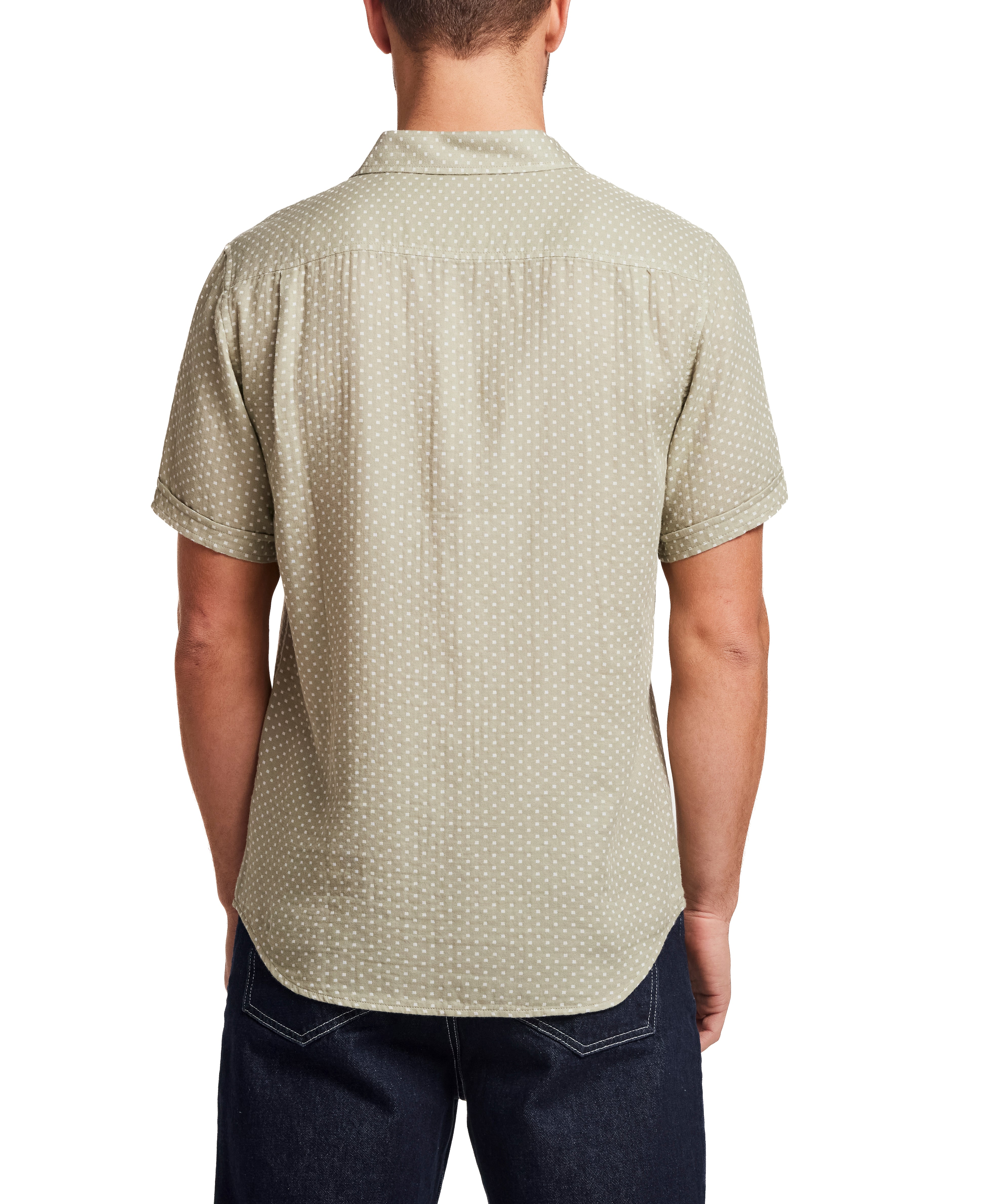 Double Layer Dobby Short Sleeve Shirt in Sea Grass