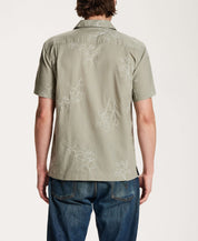 Embroidered Linen Blend Camp Shirt in Sea Grass