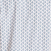 Floral Seersucker Shirt in White featuring navy floral medallion print on a clean white base.