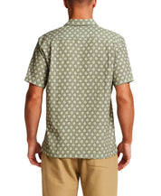 The Medallion Print Seersucker Shirt in Green shown from the back, featuring a distinctive medallion print.