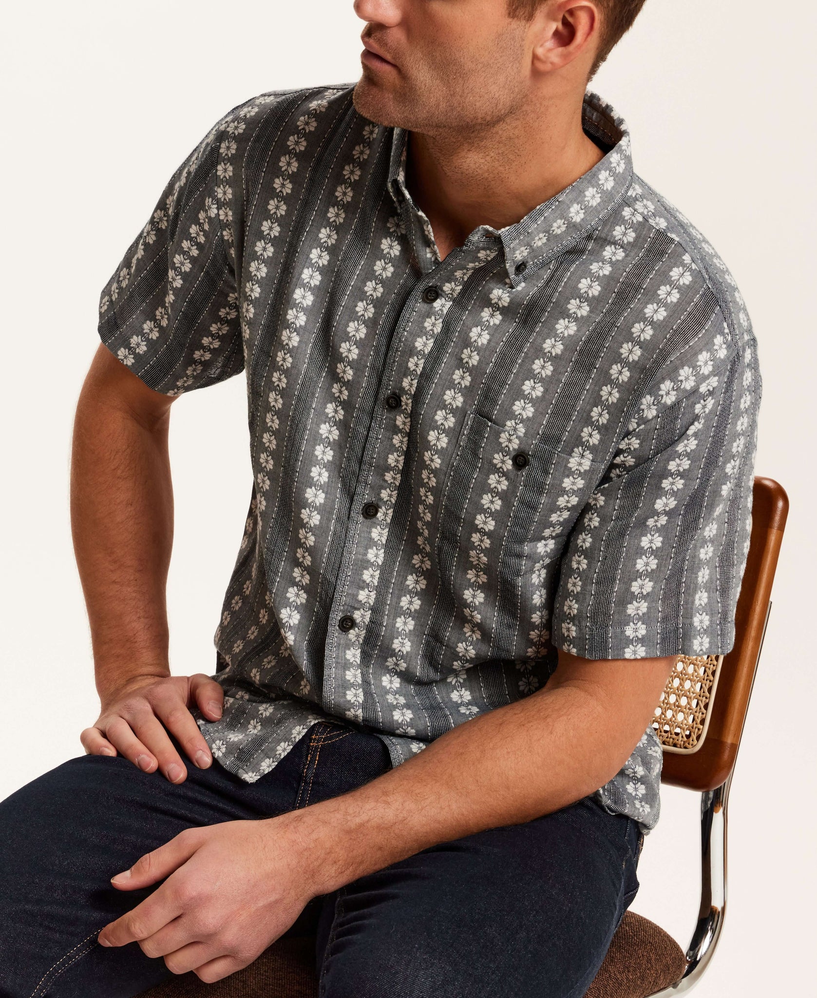 floral dress shirt mens Men's Ariat Navy Button-Down 10054087 A mens long Vintage & Black Men's Short-Sleeve