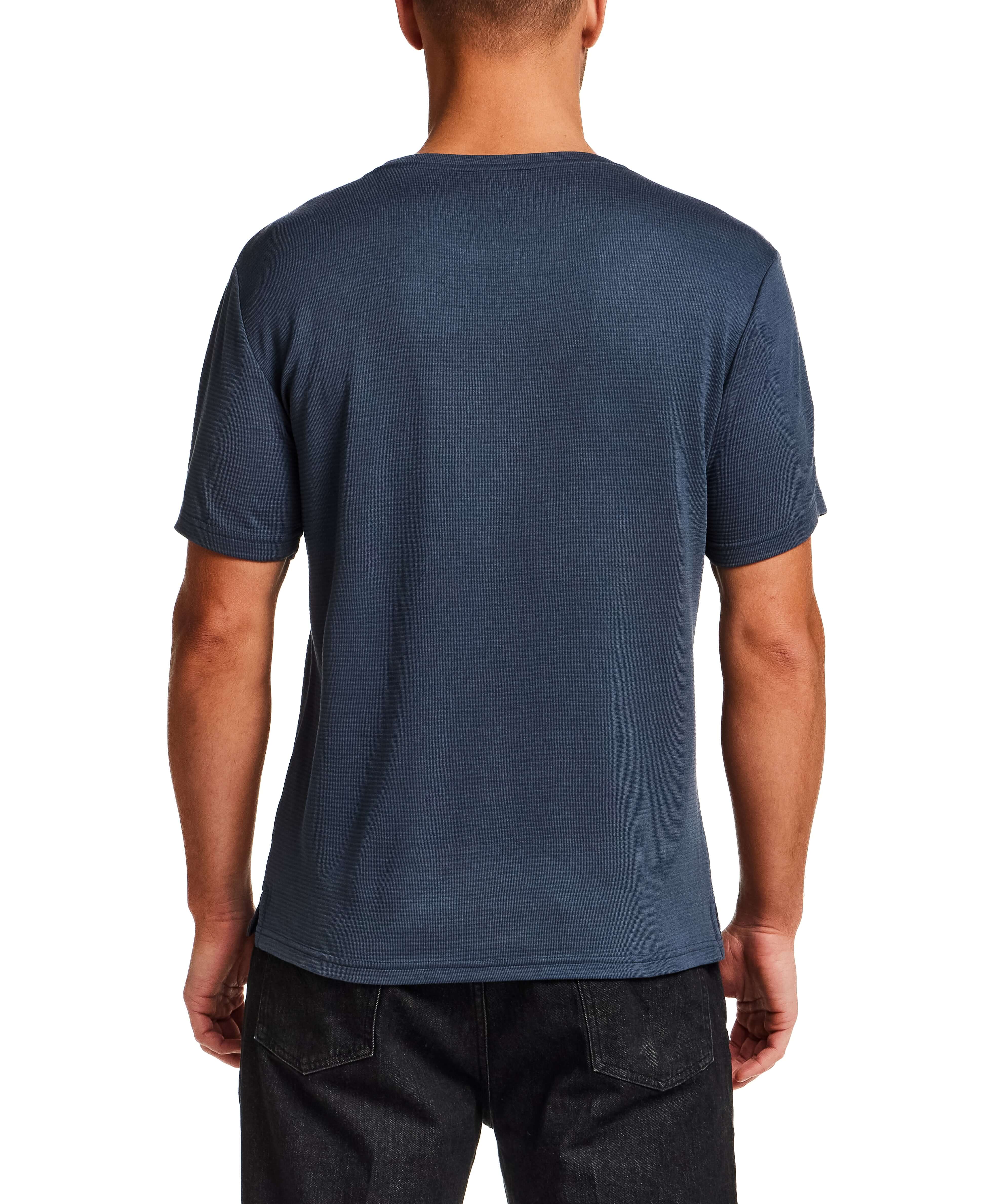 Back view of the Horizontal Rib Tee in Navy showcasing its subtle rib texture.