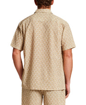 The Medallion Print Seersucker Shirt in Khaki, showcasing the back view with allover medallion print and seersucker texture.