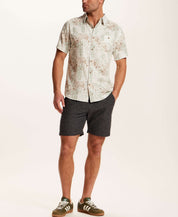 Linen Blend Print Shirt in Tender Green