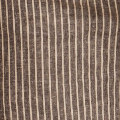 Chambray Stripe Drawstring Short in Black Stripe lightweight linen-cotton fabric with vertical stripes