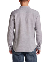 Pebble Dobby Button-Down Shirt in Maritime Blue, back view showing textured cotton slub fabric and button-down collar.