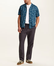 Short Sleeve Rayon Printed Camp Shirt in Nautical Blue