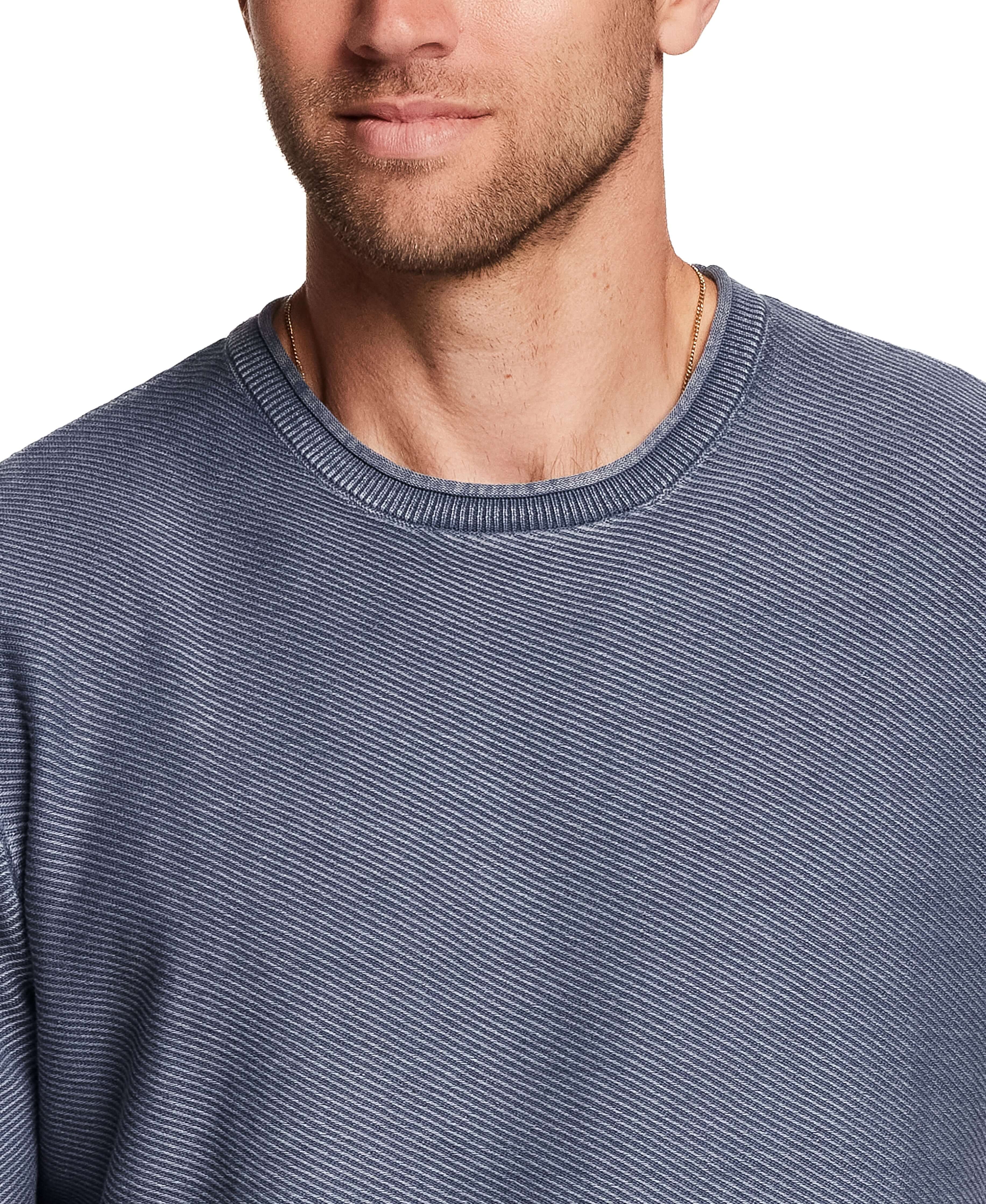 Twill Stonewash Sweater in Insignia Blue showing classic roll-neck design and soft texture.