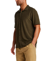 Textured Grid Knit Shirt in Olive