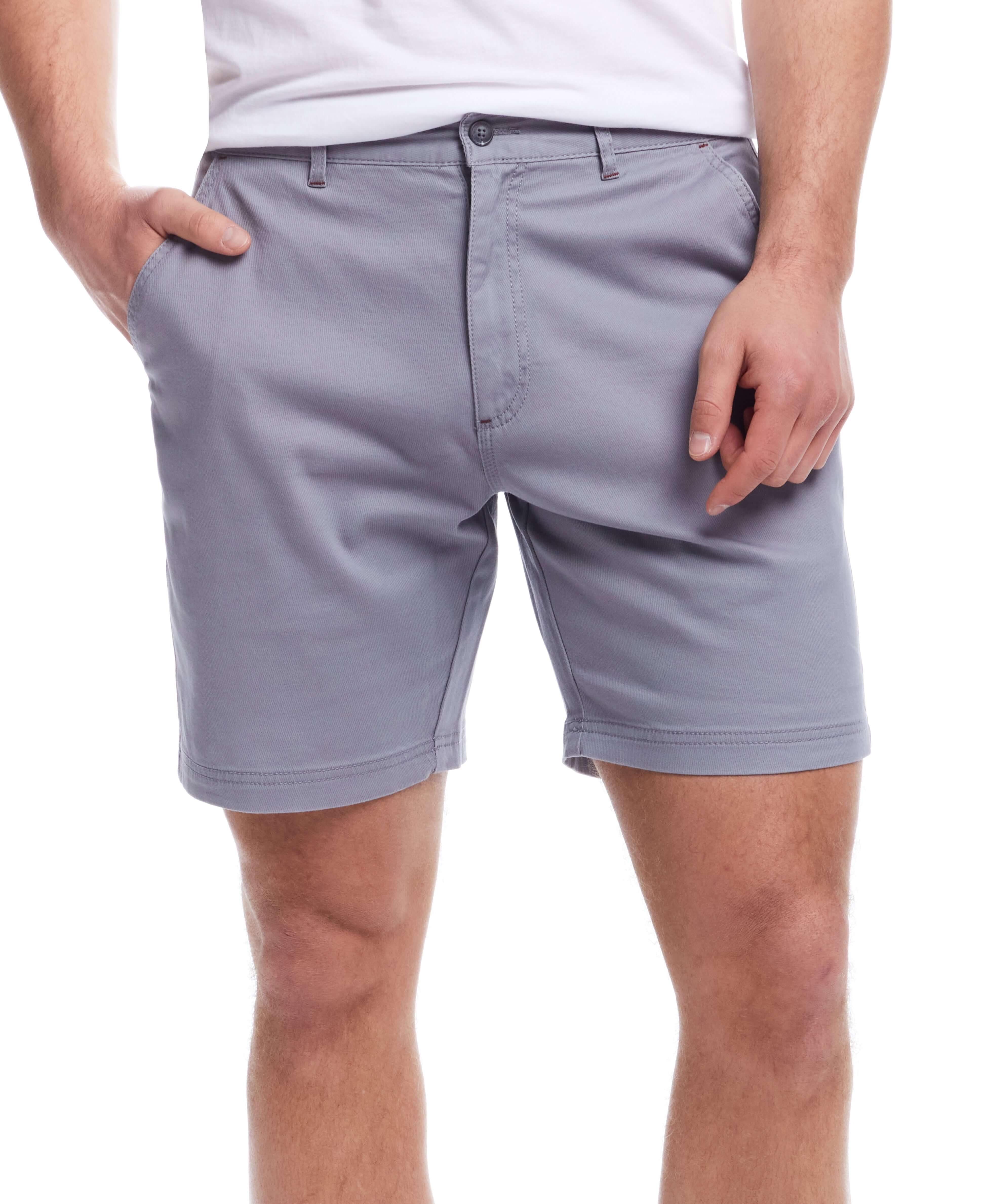 The 8" Twill Short in Sharkskin displayed on a model, showcasing its flat front and side pockets.