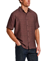 Petal Print Short-Sleeve Shirt featuring a subtle petal print in warm rose tones, perfect for everyday casual wear.