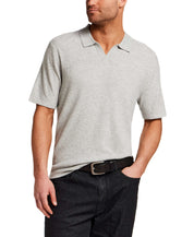 The Merino Blend Johnny Collar Sweater in Silver Heather