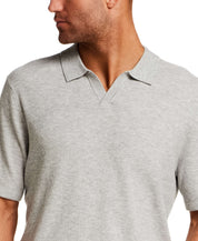 The Merino Blend Johnny Collar Sweater in Silver Heather