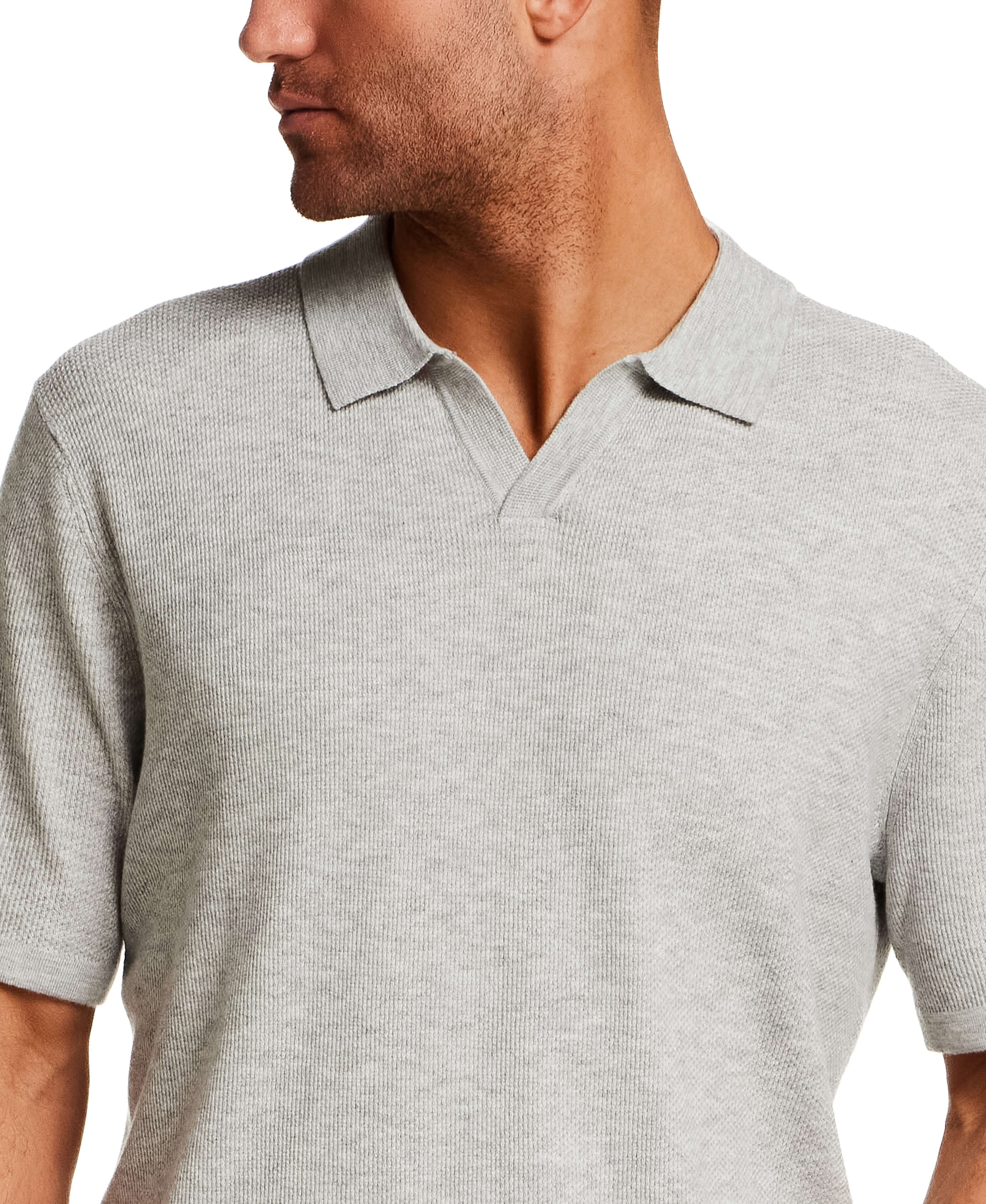 The Merino Blend Johnny Collar Sweater in Silver Heather