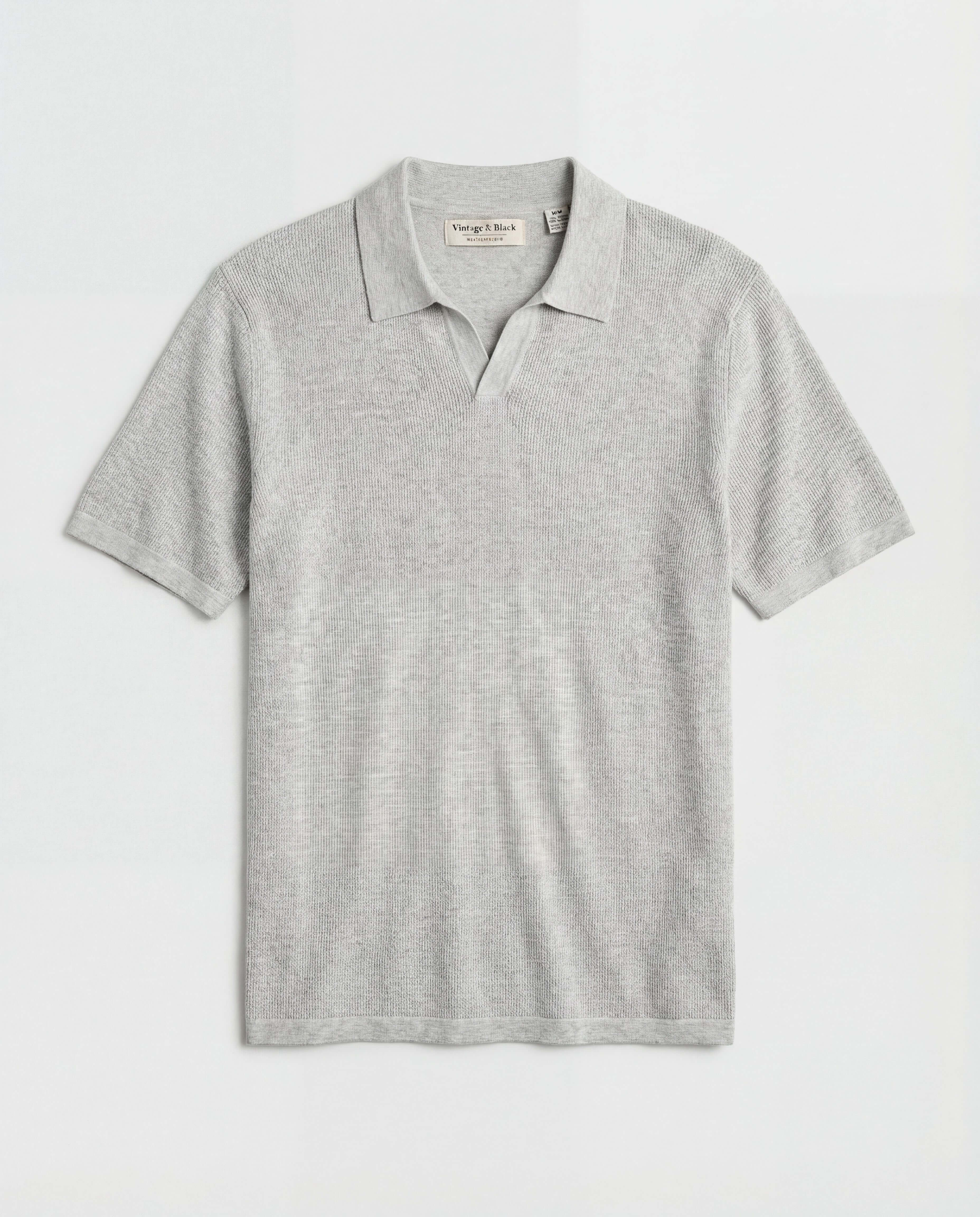 The Merino Blend Johnny Collar Sweater in Silver Heather