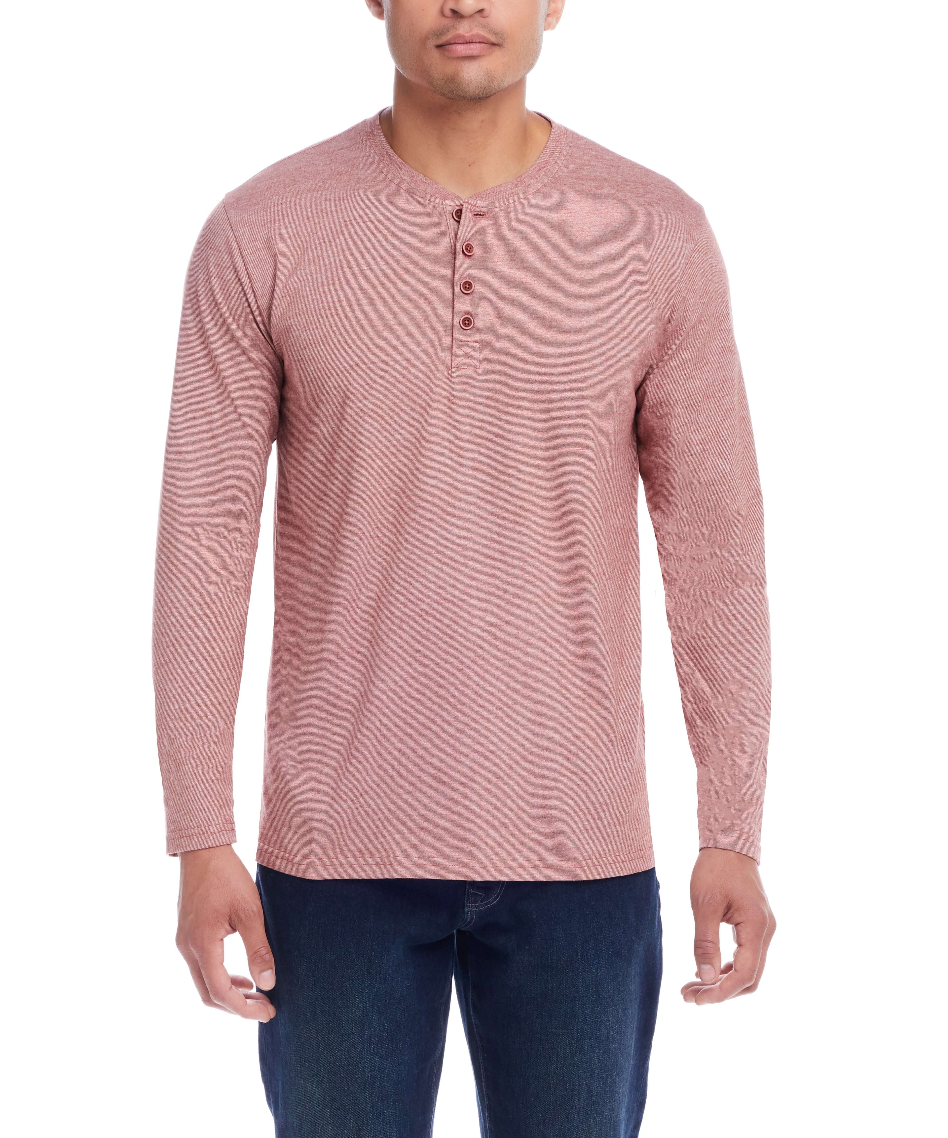 Microstripe Henley in Roasted Russet, super soft cotton with vintage button detail, perfect for casual style.