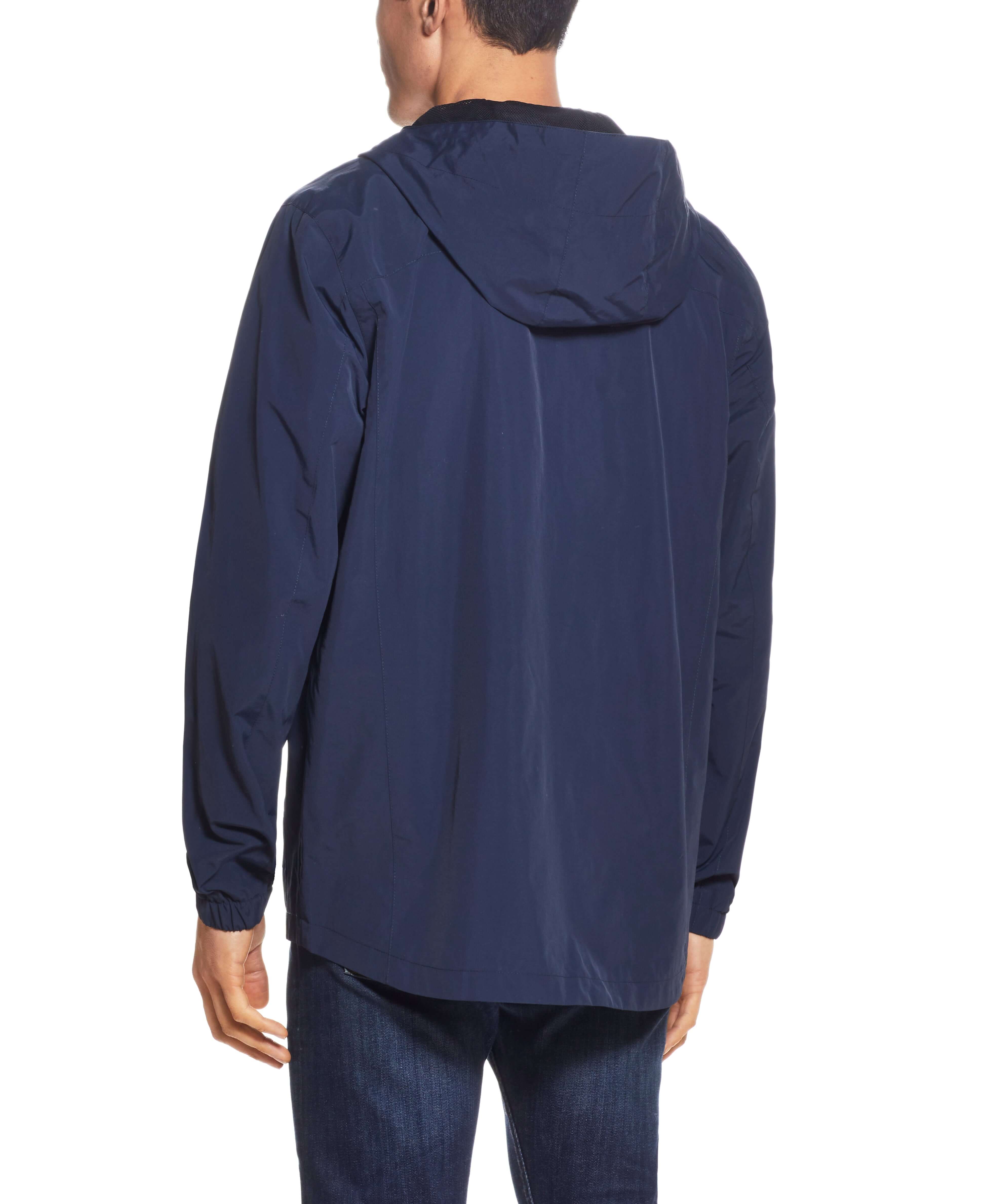 Nylon Zip Front Jacket in Navy - Water & Wind Resistant