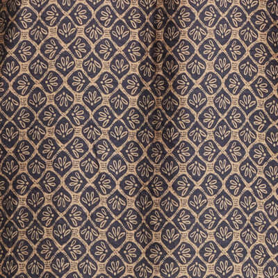 Patterned fabric featuring a detailed petal print in navy and beige, ideal for the Petal Print Short-Sleeve Shirt.