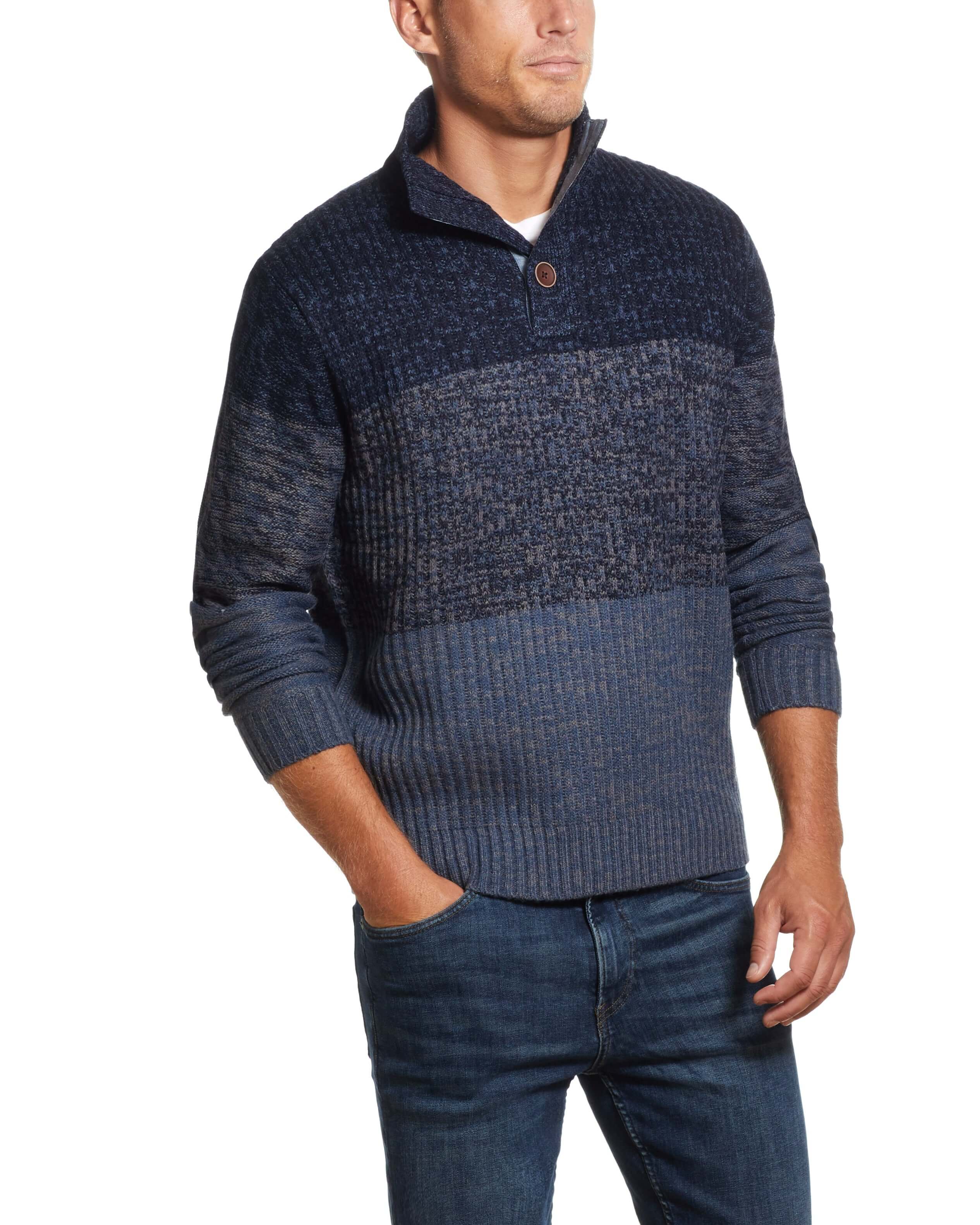 Ombre Button Mock In Navy