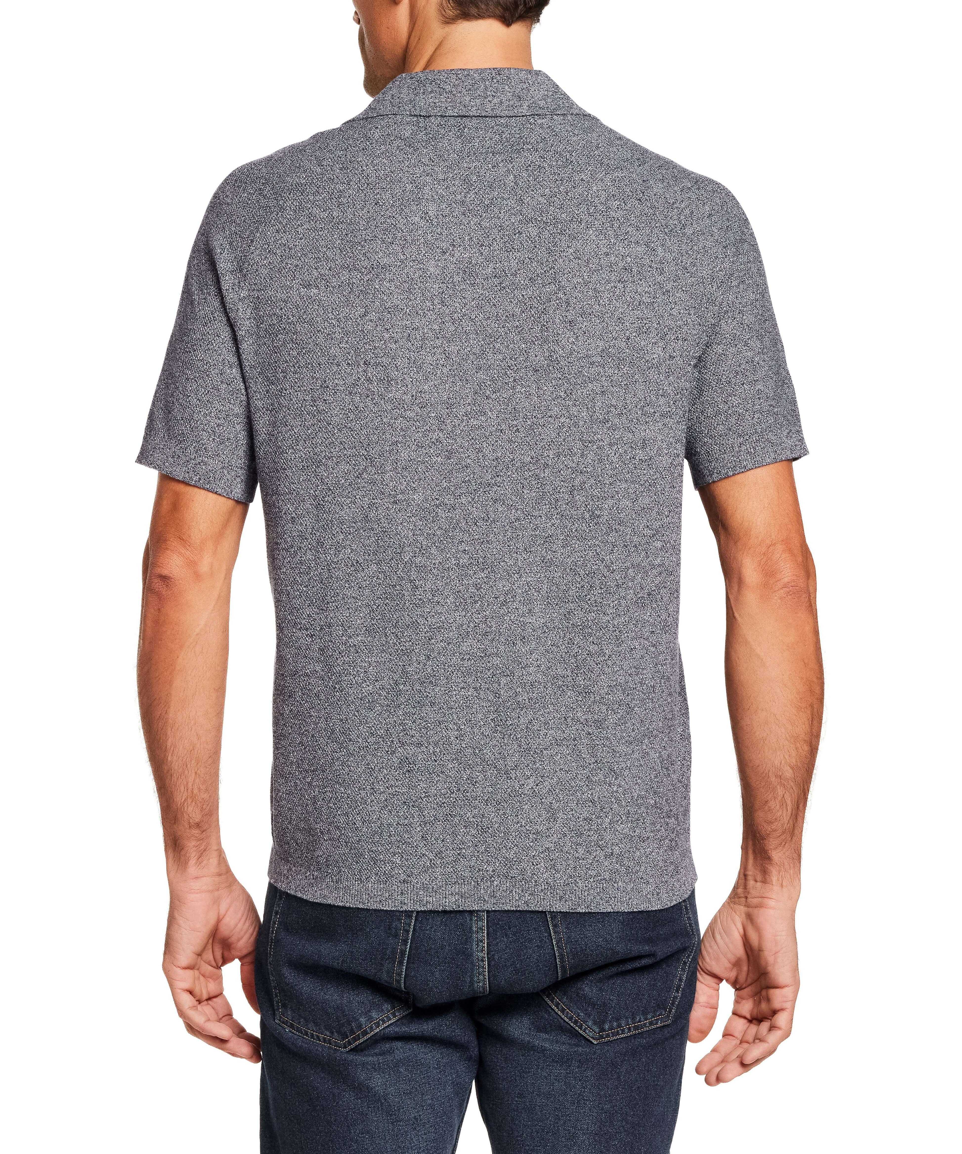 Open Collar Polo Sweater in Sailor Twist showcased from the back, displaying the stylish collared design and ribbed details.