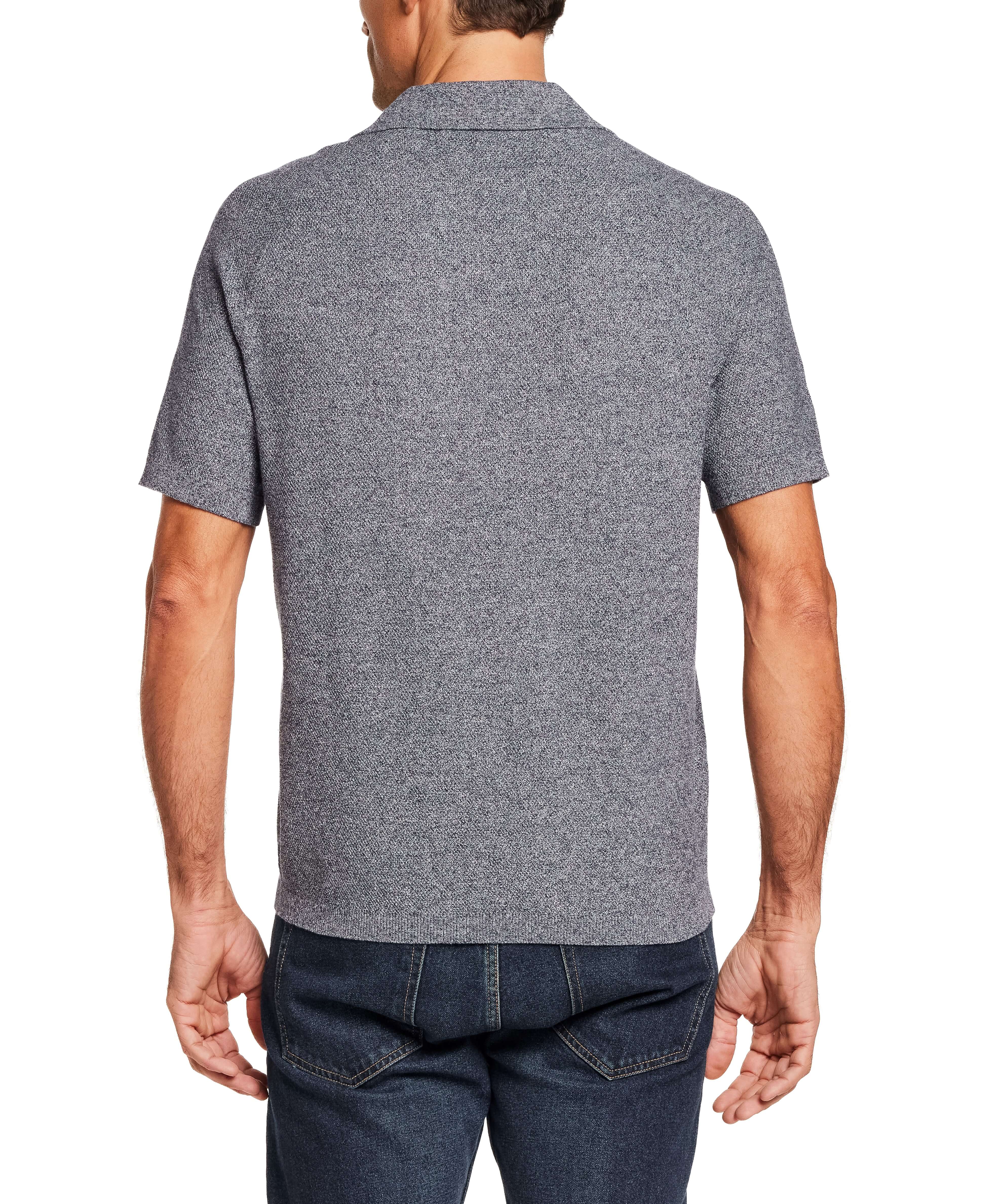 Open Collar Polo Sweater in Sailor Twist showcased from the back, displaying the stylish collared design and ribbed details.