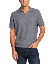 Open Collar Polo Sweater in Sailor Twist worn by a model, showcasing a stylish and comfortable design.