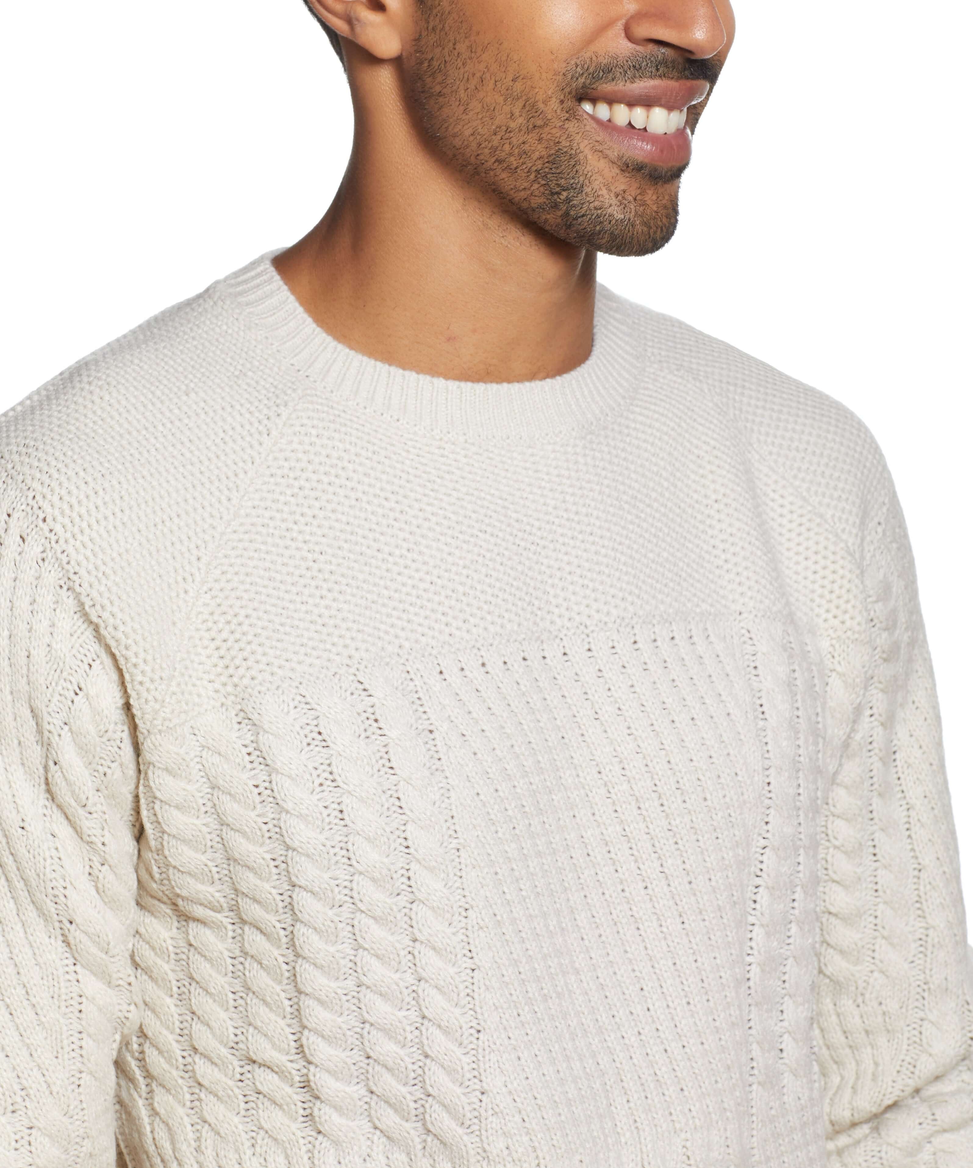 Patchwork Chunky Crew In Ecru | Sweaters | Weatherproof Vintage