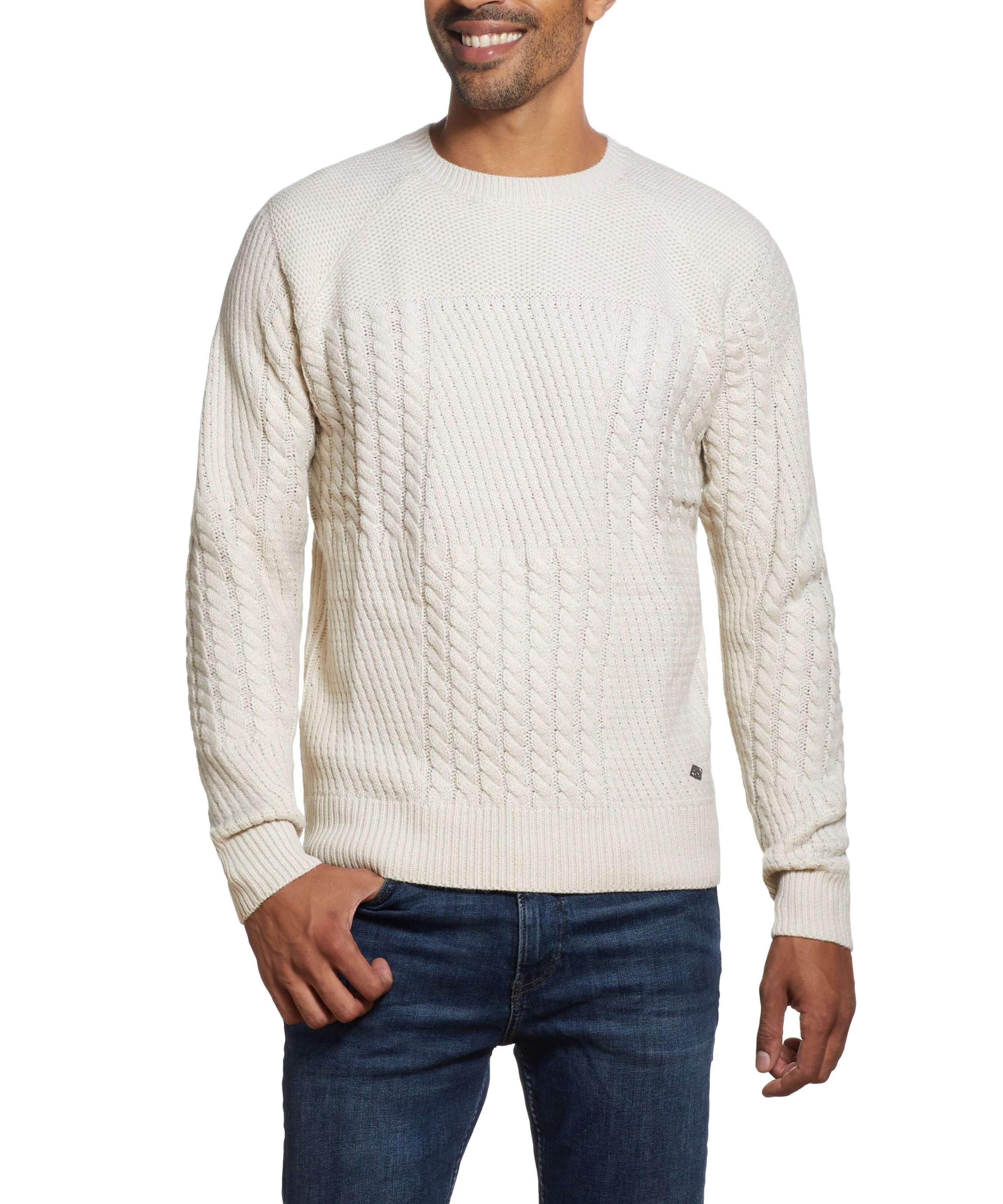 Patchwork Chunky Crew In Ecru | Sweaters | Weatherproof Vintage