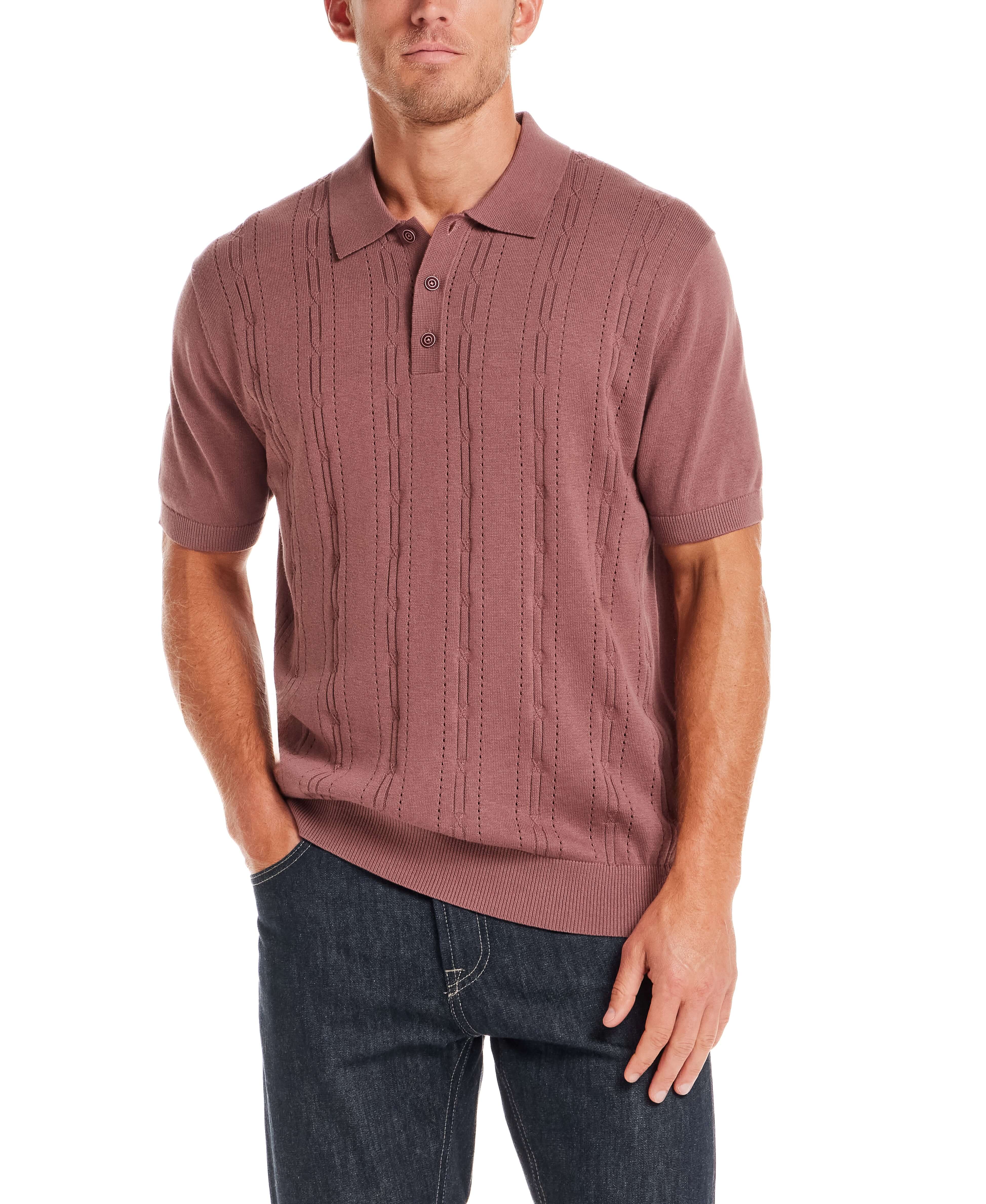 Open-Knit Polo Sweater in Rose Brown | Weatherproof® Vintage