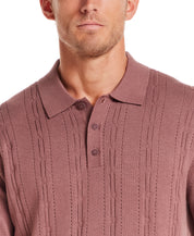 Pointelle Polo Sweater in Rose Brown