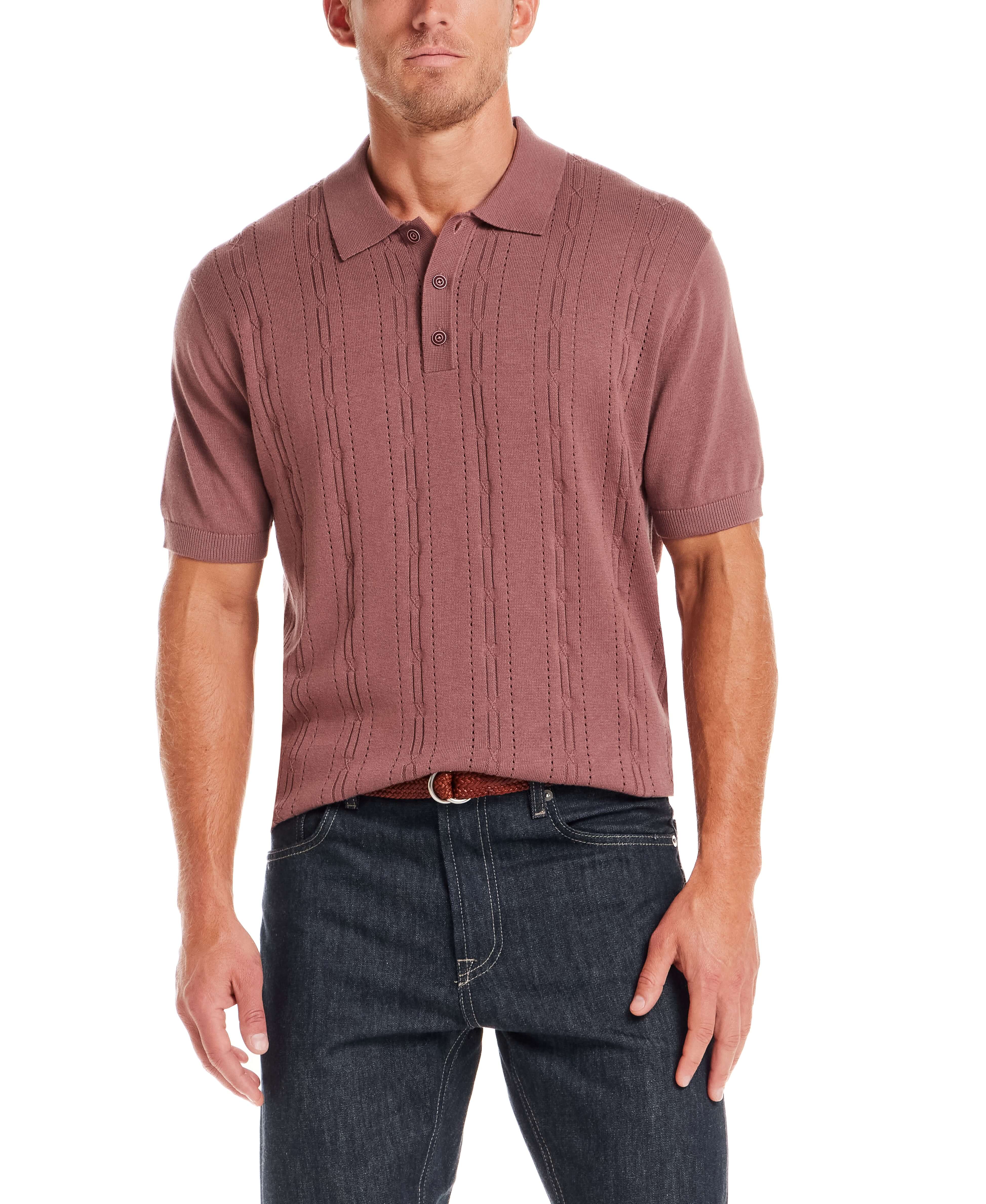 Open-Knit Polo Sweater in Rose Brown | Weatherproof® Vintage