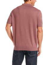 Pointelle Polo Sweater in Rose Brown