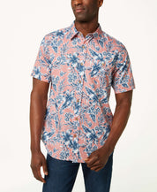 Poplin Floral Print In Coral Almond