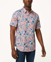Poplin Floral Print In Coral Almond