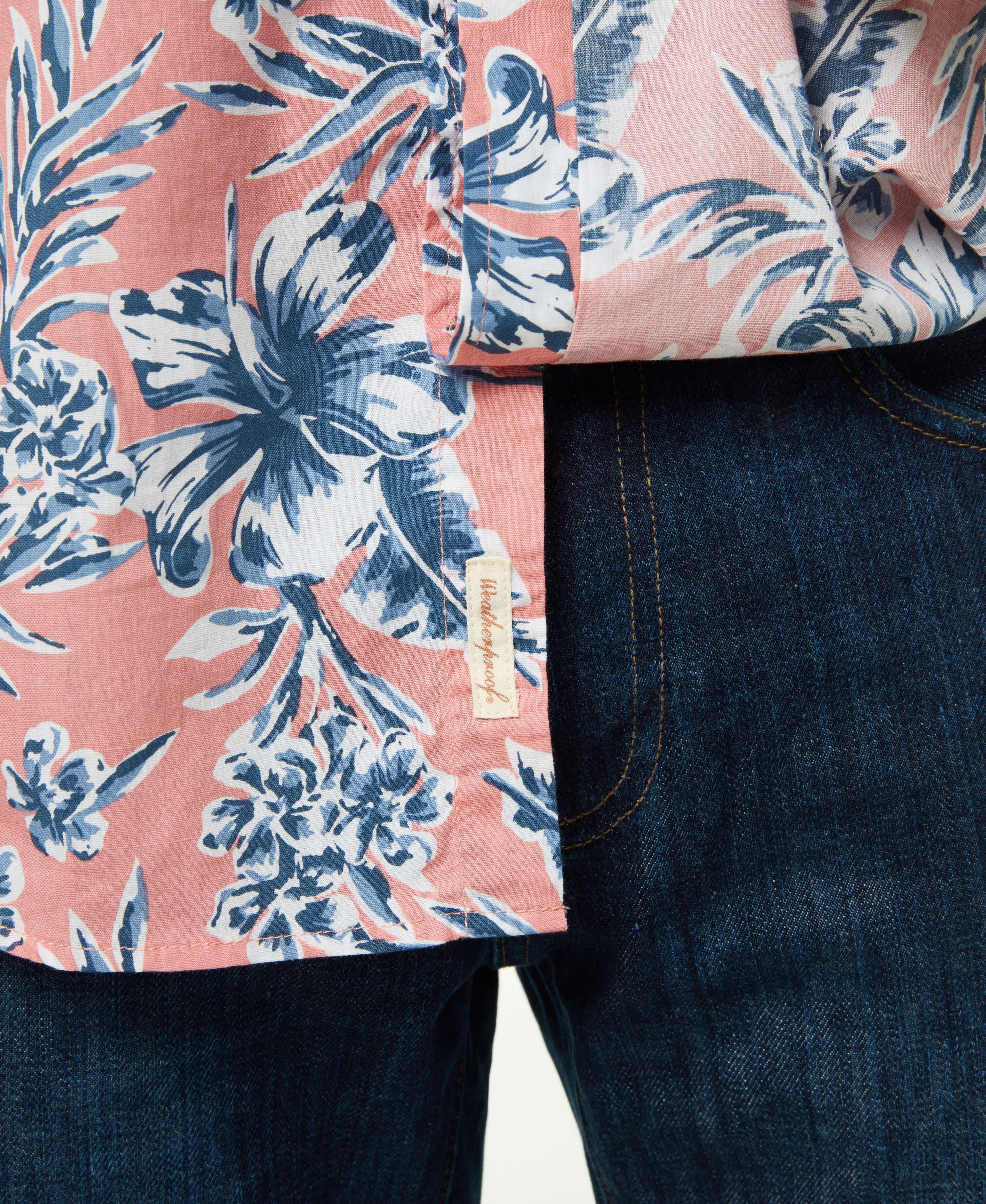 Poplin Floral Print In Coral Almond