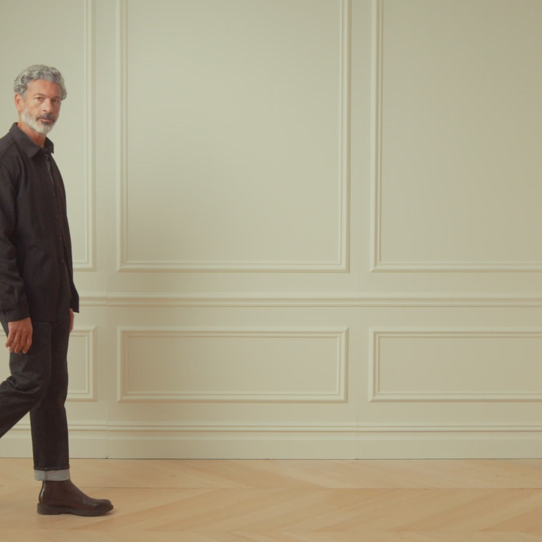 Faux Wool Shirt Jacket in Black