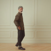 Long Sleeve Solid Cord Button Down in Olive