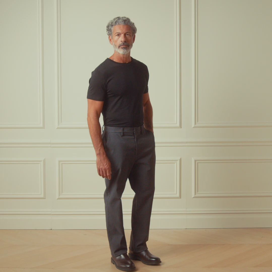 Grid Pants in Charcoal