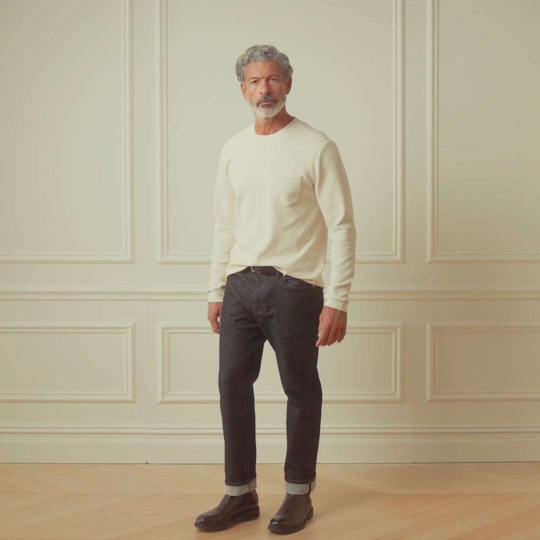 Crinkle Scuba Crew Neck in Ivory