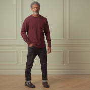 Crinkle Scuba Crew Neck in Burgundy