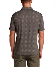 Printed Short Sleeve Polo in Black