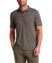 Printed Short Sleeve Polo in Black